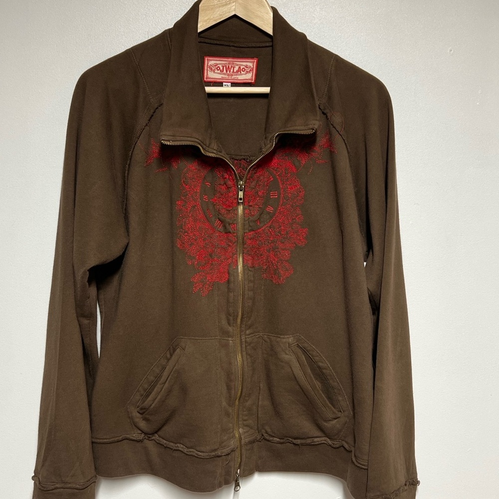 JWLA Johnny Was Zip Brown Embroidered Women’s Jacket Sz XL